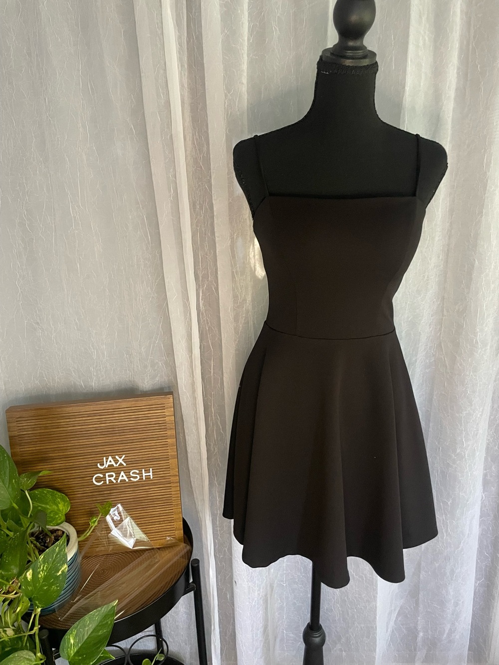 B. Smart Black Square-Neck Mini Dress